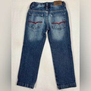 ZARA Boys 100% Cotton Red‎ Thread Embroidered Jeans Dark Wash Casual Size 3-4